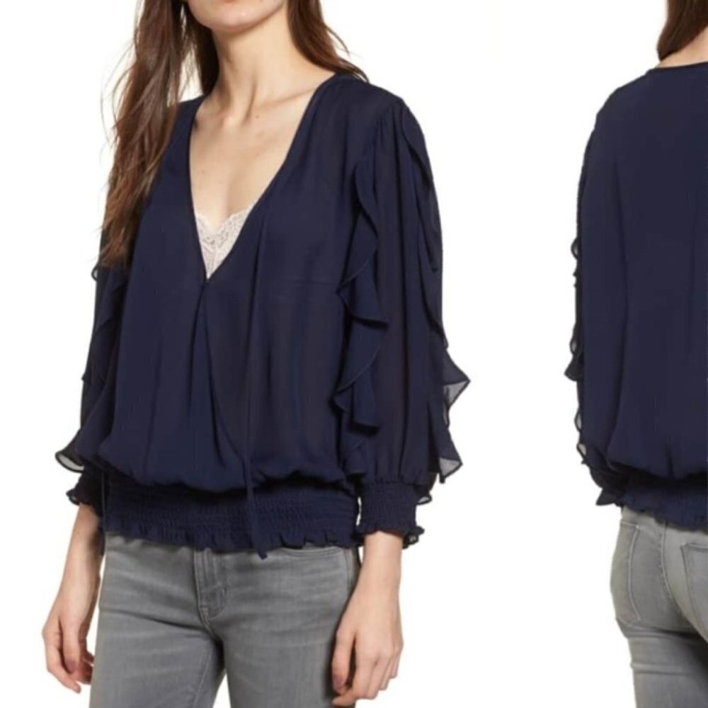 Nwt Parker | Larah Silk Georgette Blouse In Raven — image 3 of 8